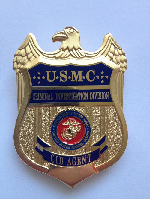 U.S. MARINE CORPS MP BADGE - Iwo Jima Seal - CONTROLLED ITEM - MADE IN USA!